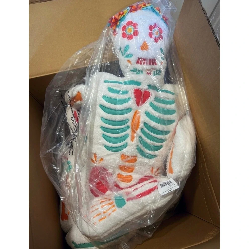 Dia de Los Muertos Sugar Skull Skeleton Large Figural Pillow Day of the Dead NEW